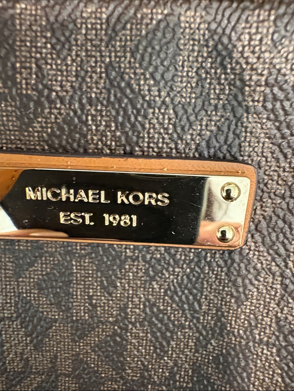 Michael Kors Brown MK Signature Crossbody with Gold Chain Trim - Picture 3 of 7
